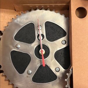 Industrial Gear Wall Clock with Red Hand